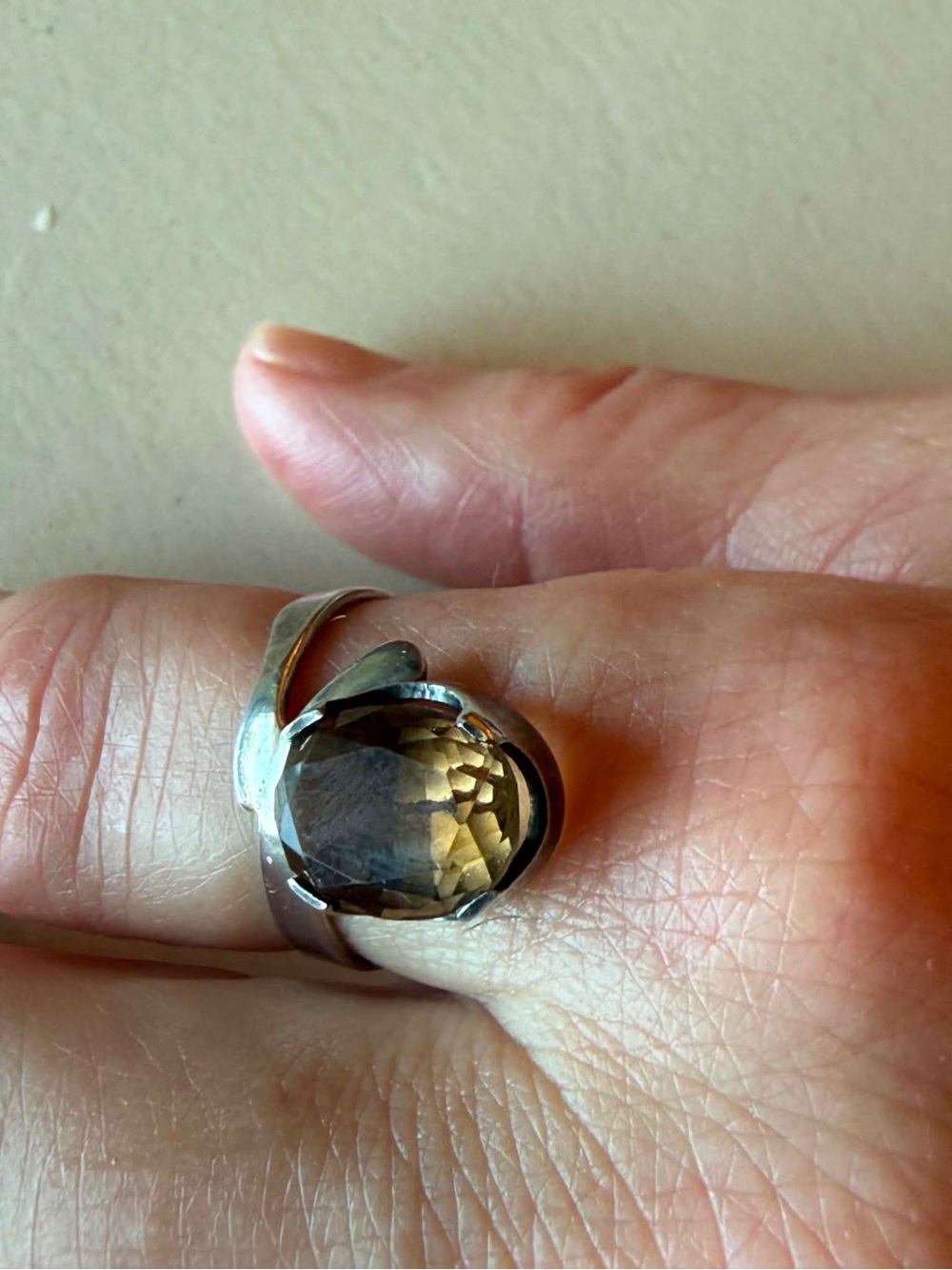 Sterling Silver Smoky Quartz Cocktail Ring in Brown